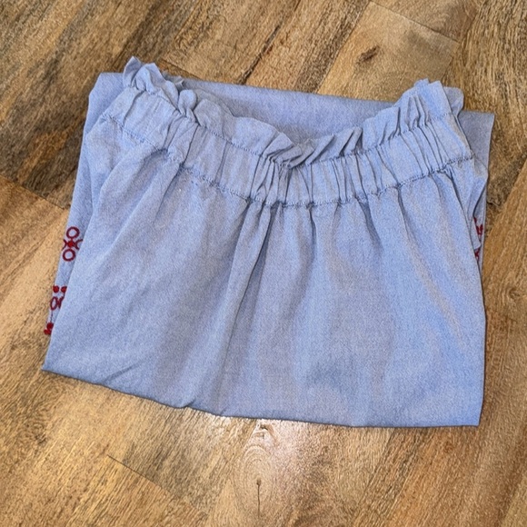 Vineyard Vines Off The Shoulder Blue/Red Embroidered Dress - Picture 9 of 9